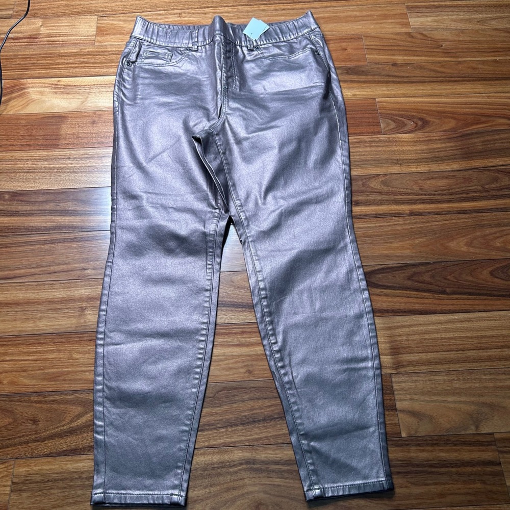 Lane Bryant High Rise Pull On Jeggings‎ Metallic Rose Gold Shimmer Stretch Sz 16